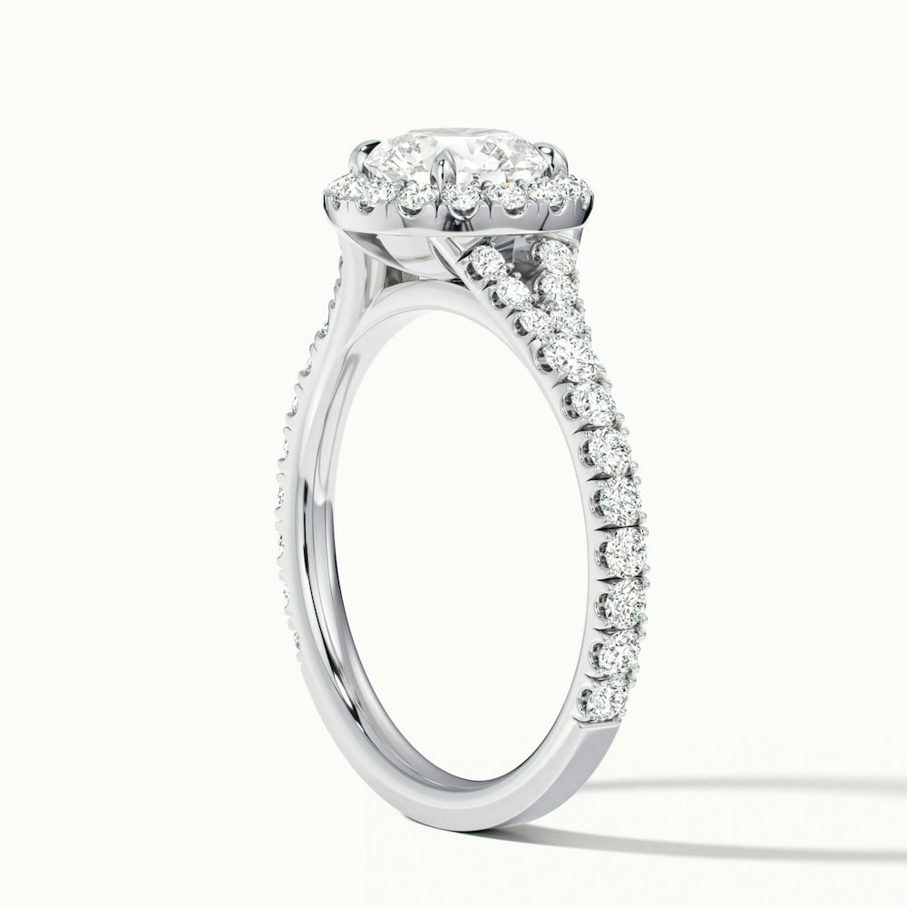 Erin 1.5 Carat Round Halo Scallop Moissanite Engagement Ring in 10k White Gold