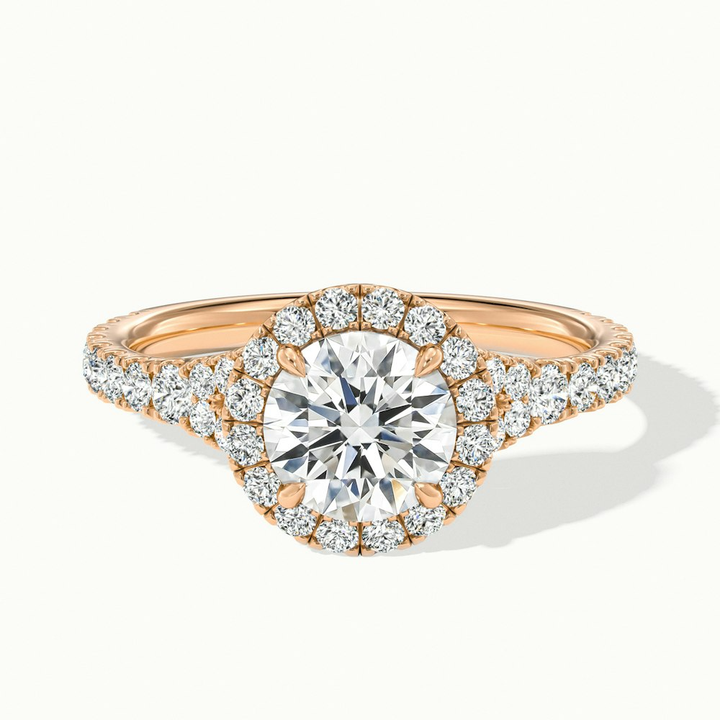 Emily 2 Carat Round Halo Scallop Lab Grown Diamond Ring in 10k Rose Gold