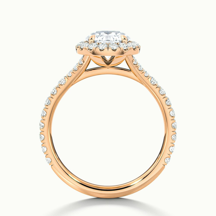 Emily 2 Carat Round Halo Scallop Lab Grown Diamond Ring in 14k Rose Gold