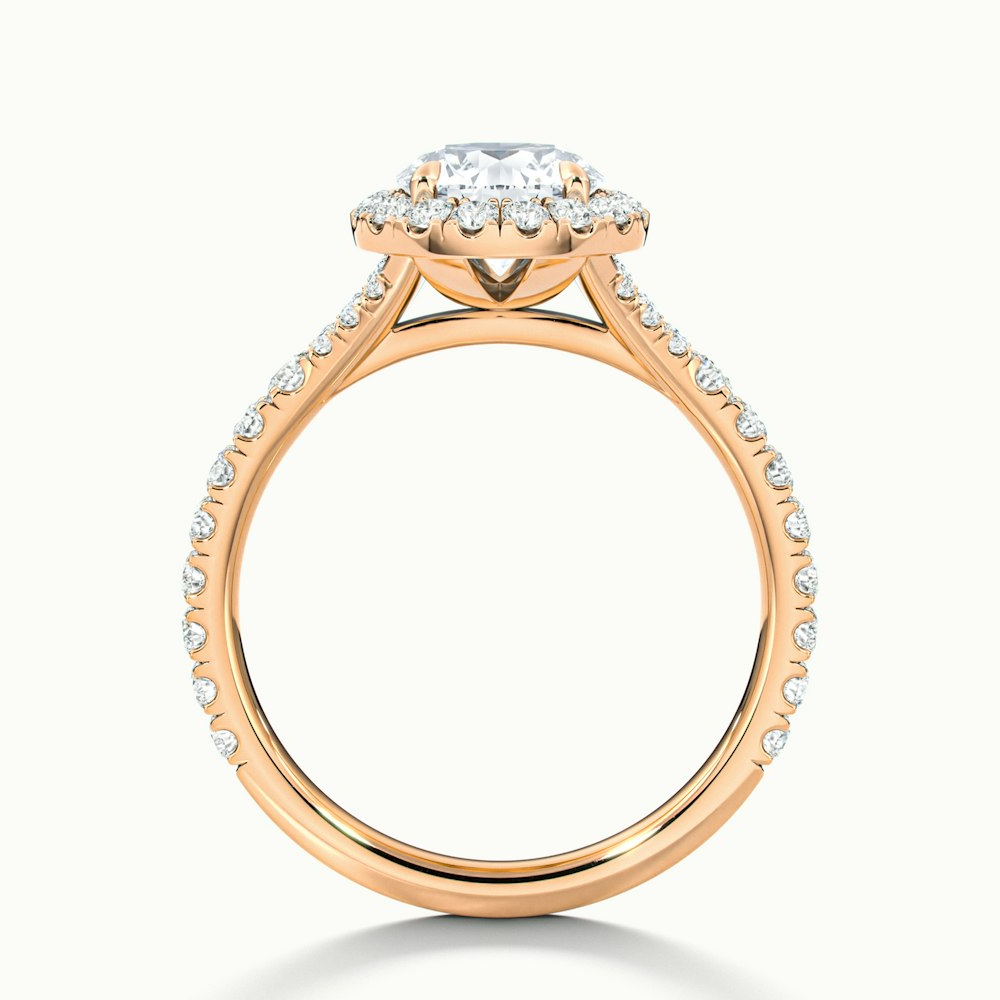 Emily 3.5 Carat Round Halo Scallop Lab Grown Diamond Ring in 10k Rose Gold