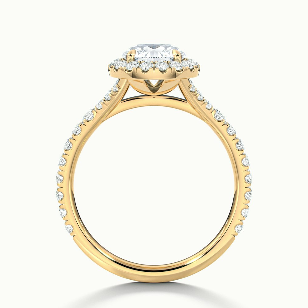 Emily 1 Carat Round Halo Scallop Lab Grown Diamond Ring in 10k Yellow Gold