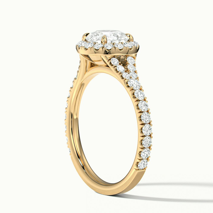 Emily 1 Carat Round Halo Scallop Lab Grown Diamond Ring in 10k Yellow Gold