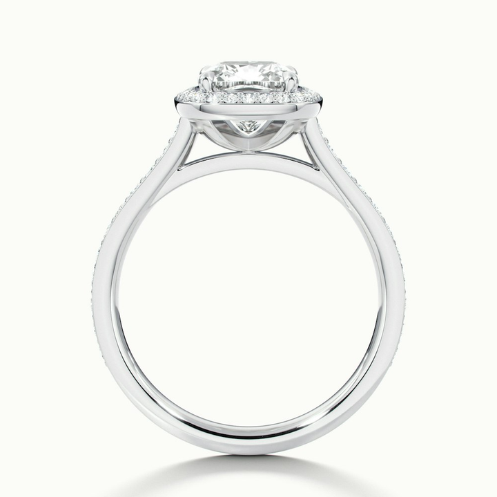Kelly 2 Carat Cushion Cut Halo Pave Moissanite Engagement Ring in Platinum