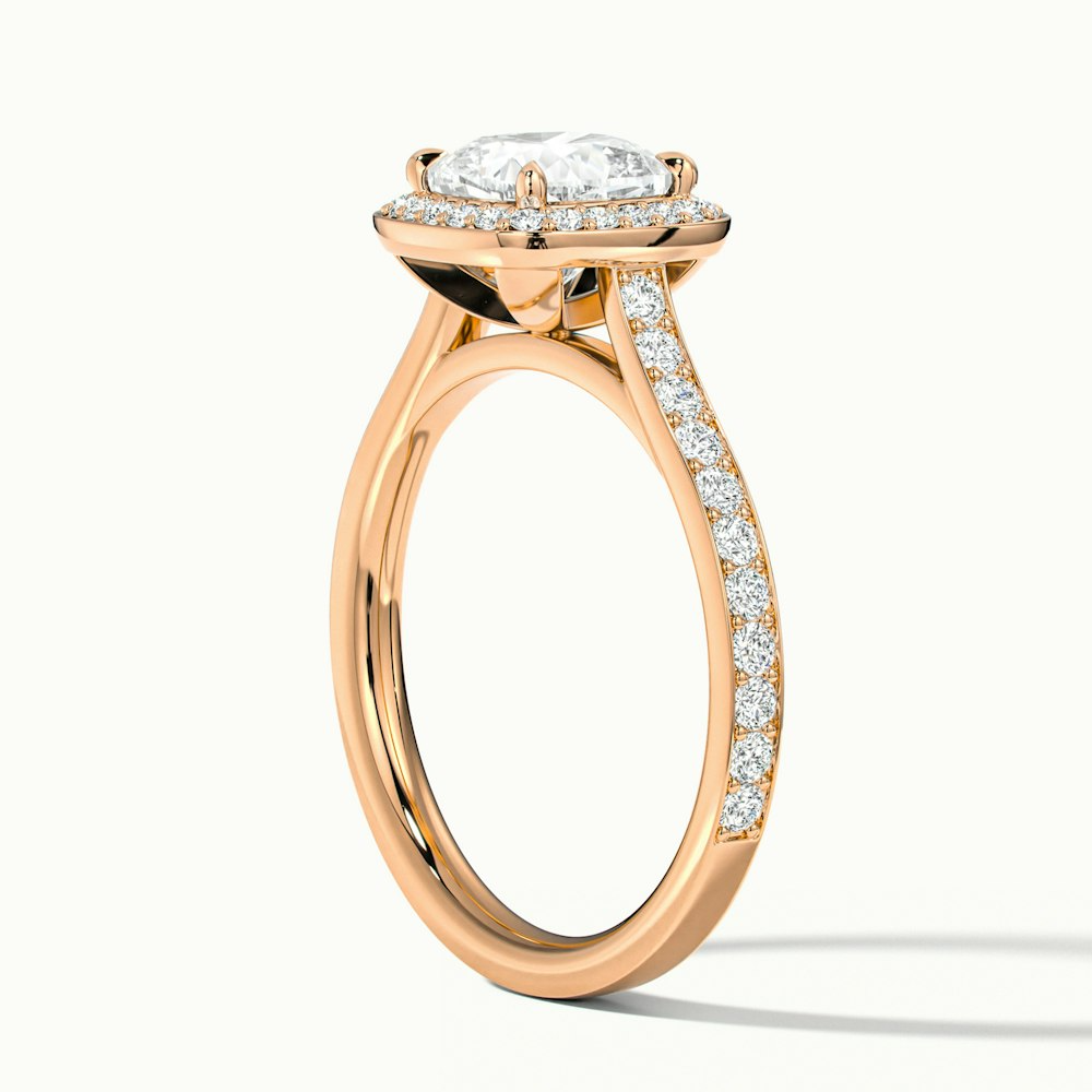 Fiona 2 Carat Cushion Cut Halo Pave Lab Grown Diamond Ring in 10k Rose Gold