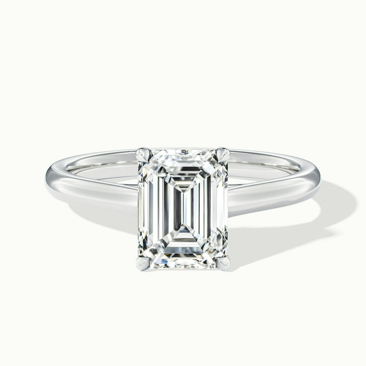 Ira 5 Carat Emerald Cut Solitaire Moissanite Engagement Ring in 10k White Gold