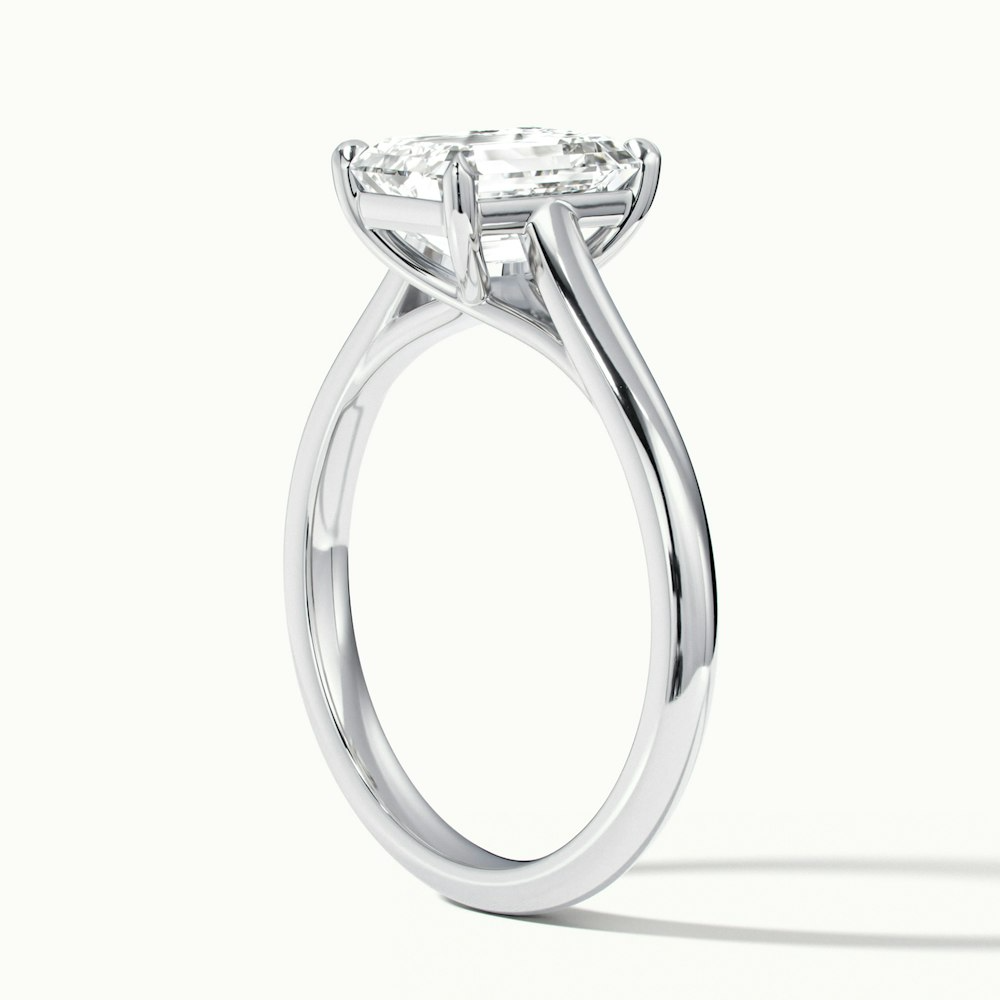 Ira 5 Carat Emerald Cut Solitaire Moissanite Engagement Ring in Platinum