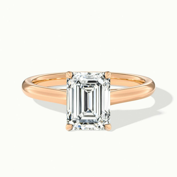 Hana 5 Carat Emerald Cut Solitaire Lab Grown Diamond Ring in 10k Rose Gold
