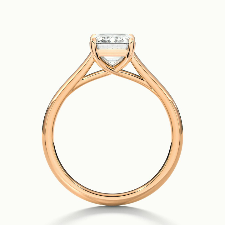 Hana 2 Carat Emerald Cut Solitaire Lab Grown Diamond Ring in 14k Rose Gold