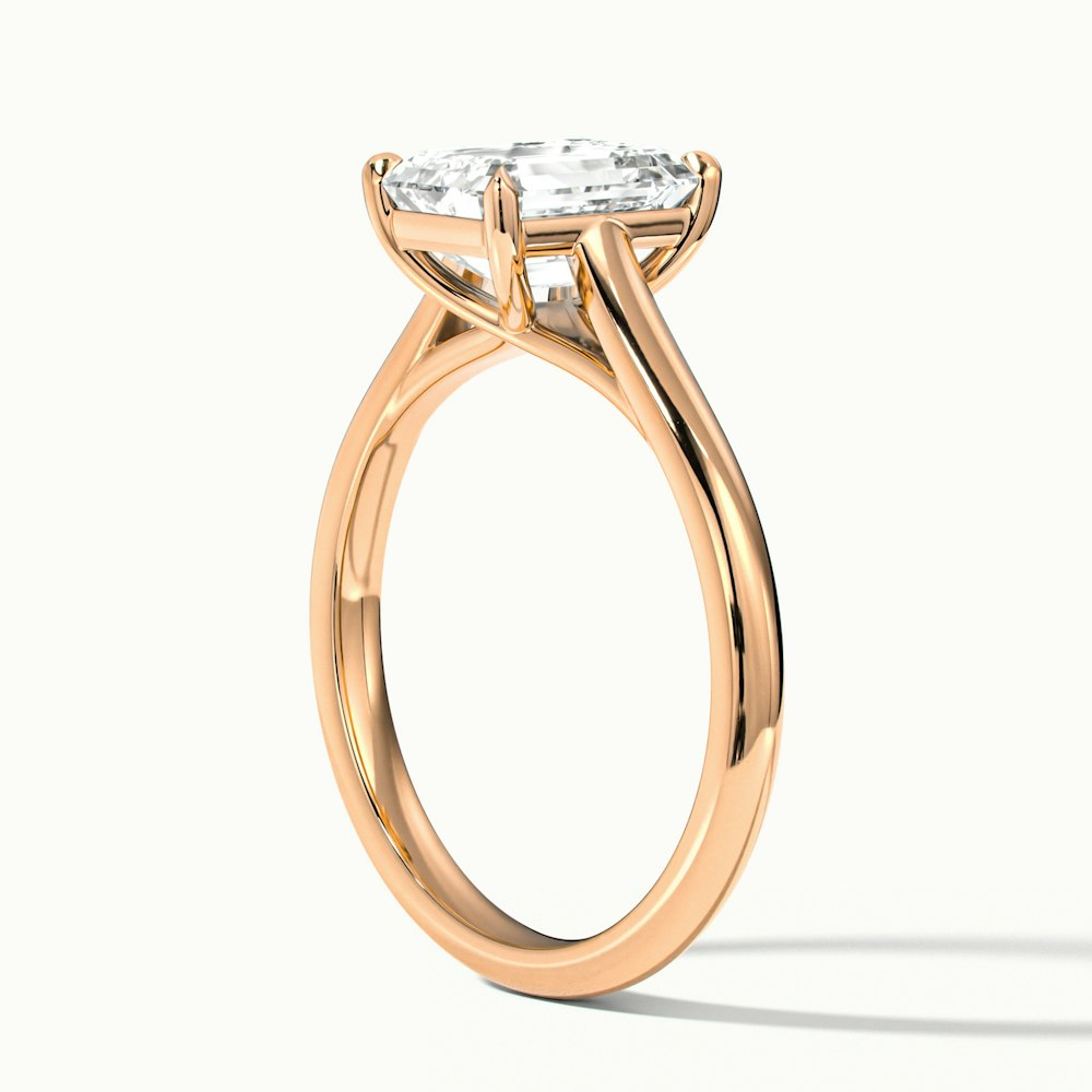 Hana 5 Carat Emerald Cut Solitaire Lab Grown Diamond Ring in 14k Rose Gold