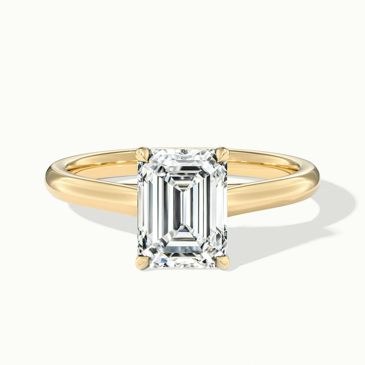 Hana 3 Carat Emerald Cut Solitaire Lab Grown Diamond Ring in 10k Yellow Gold