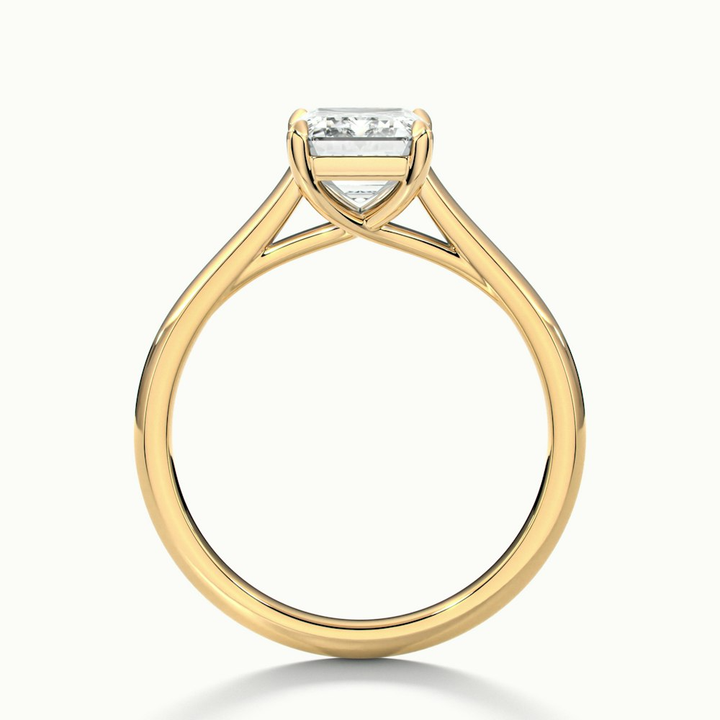 Hana 5 Carat Emerald Cut Solitaire Lab Grown Diamond Ring in 18k Yellow Gold