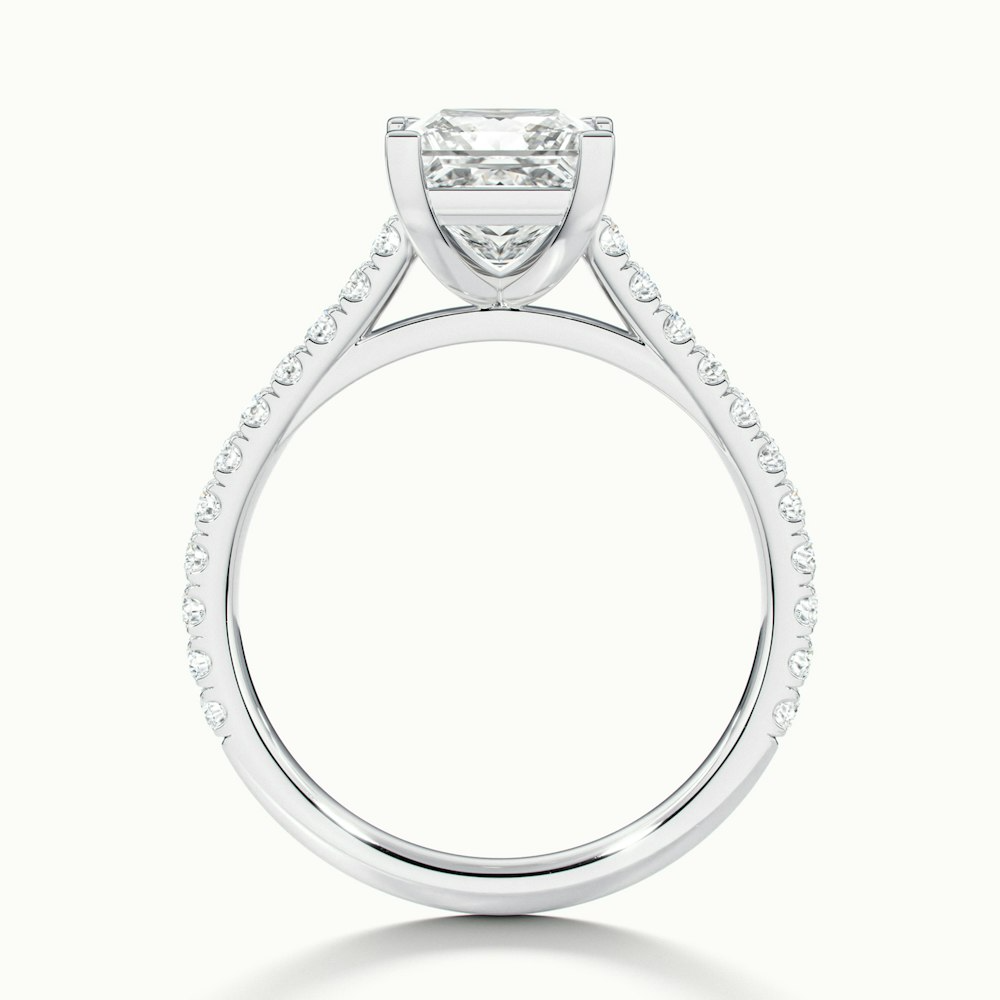Helyn 2 Carat Princess Cut Solitaire Scallop Moissanite Engagement Ring in 14k White Gold
