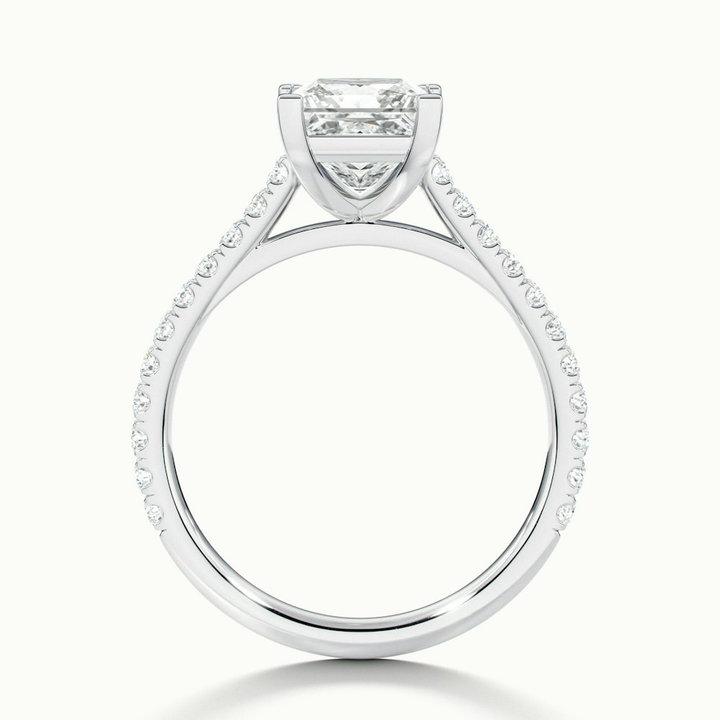 Helyn 1.5 Carat Princess Cut Solitaire Scallop Moissanite Engagement Ring in 18k White Gold