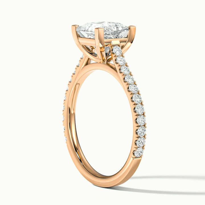 Iva 1 Carat Princess Cut Solitaire Scallop Lab Grown Diamond Ring in 10k Rose Gold