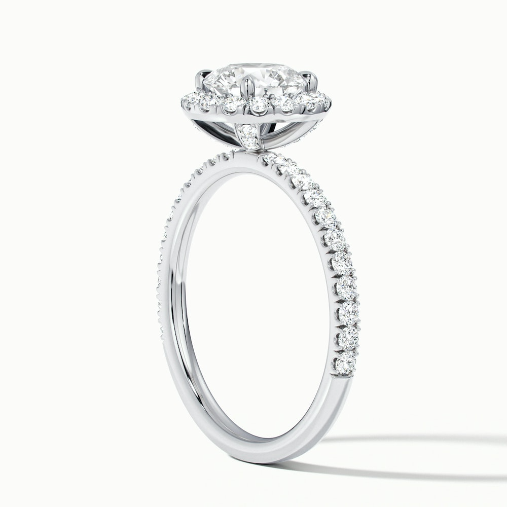 Hailey 3 Carat Round Cut Halo Moissanite Engagement Ring in 10k White Gold