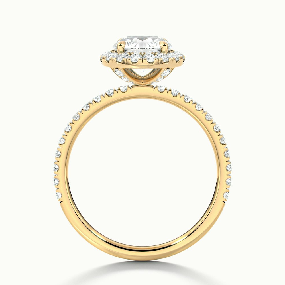 Hailey 1.5 Carat Round Cut Halo Moissanite Engagement Ring in 10k Yellow Gold