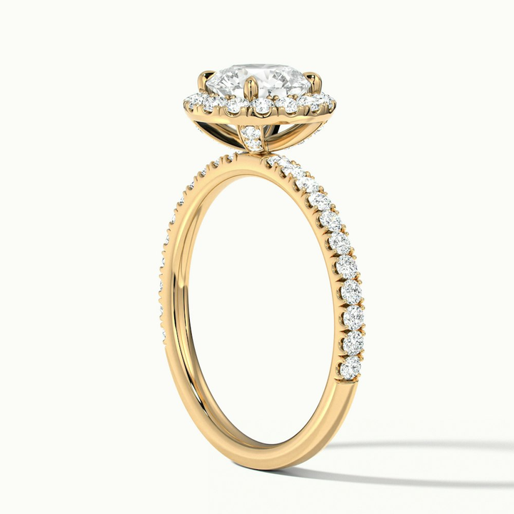 Hailey 3 Carat Round Cut Halo Moissanite Engagement Ring in 10k Yellow Gold