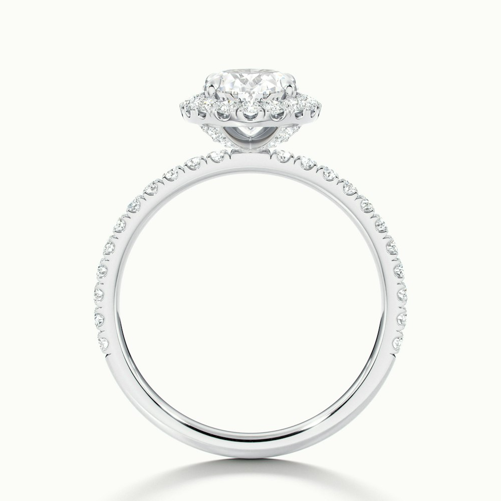 Grace 1 Carat Oval Halo Pave Moissanite Engagement Ring in 10k White Gold