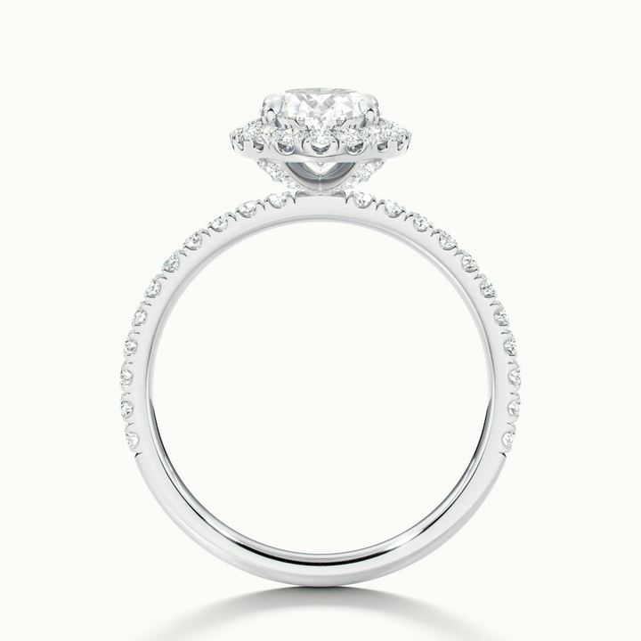 Jany 1 Carat Oval Halo Pave Lab Grown Diamond Ring in 10k White Gold