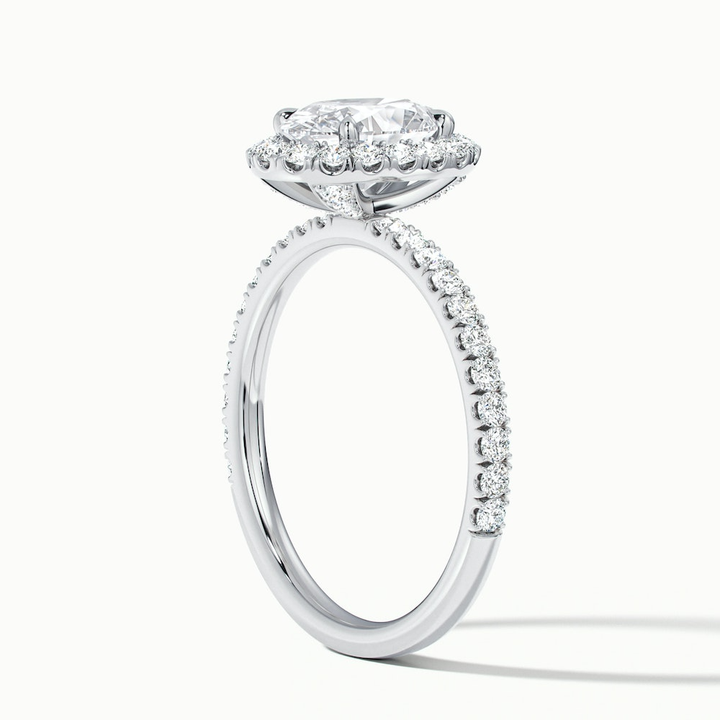 Grace 1 Carat Oval Halo Pave Moissanite Engagement Ring in 10k White Gold