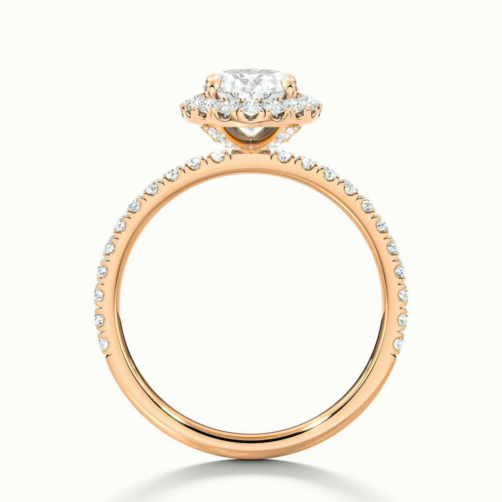 Jany 1 Carat Oval Halo Pave Lab Grown Diamond Ring in 14k Rose Gold