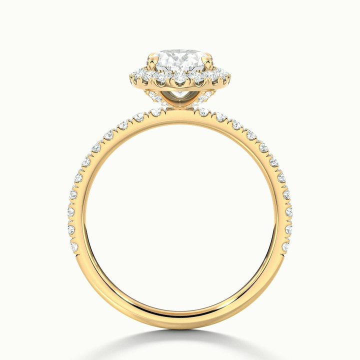 Grace 3 Carat Oval Halo Pave Moissanite Engagement Ring in 10k Yellow Gold