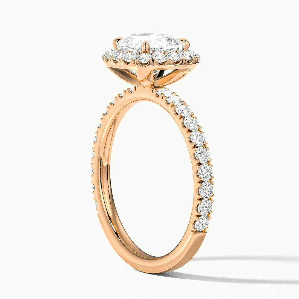 June 2 Carat Cushion Cut Halo Scallop Lab Grown Diamond Ring in 14k Rose Gold