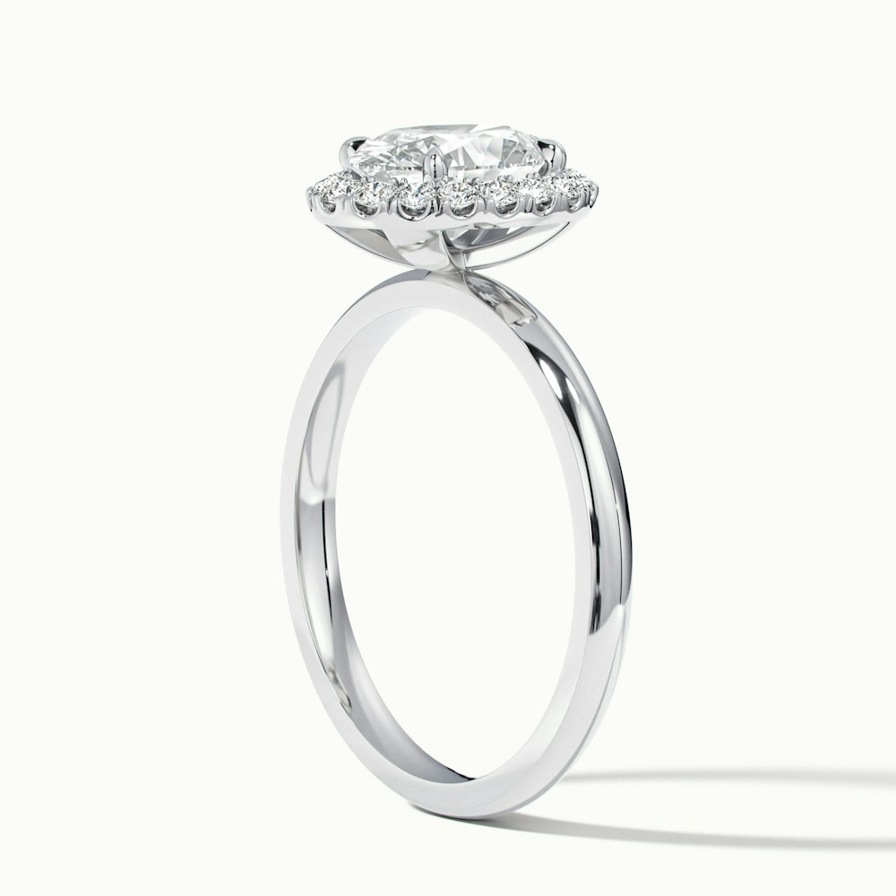 Cris 3 Carat Oval Halo Moissanite Engagement Ring in 10k White Gold