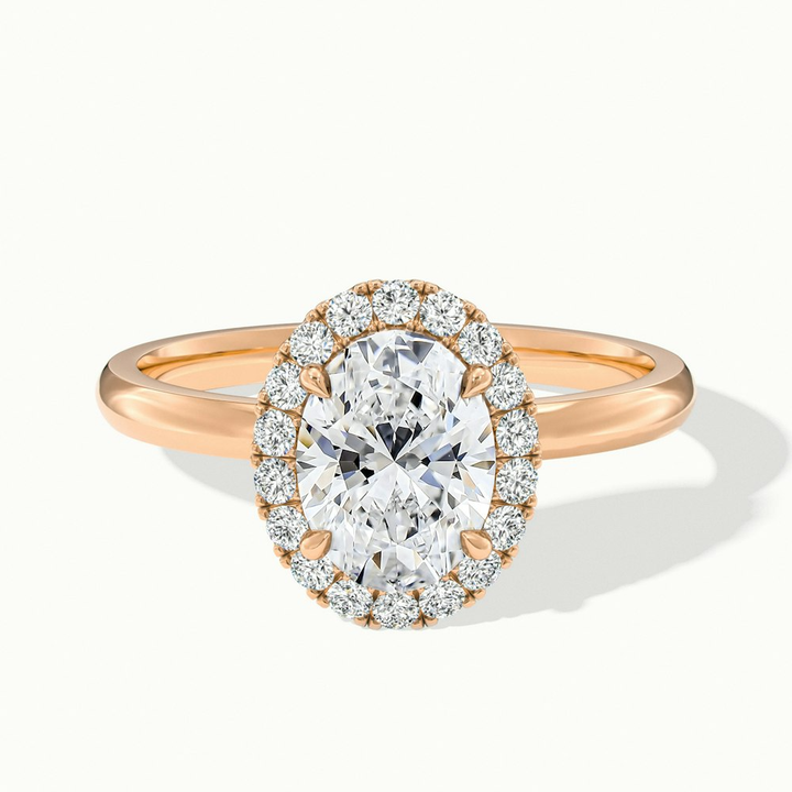 Julia 1 Carat Oval Halo Lab Grown Diamond Ring in 14k Rose Gold