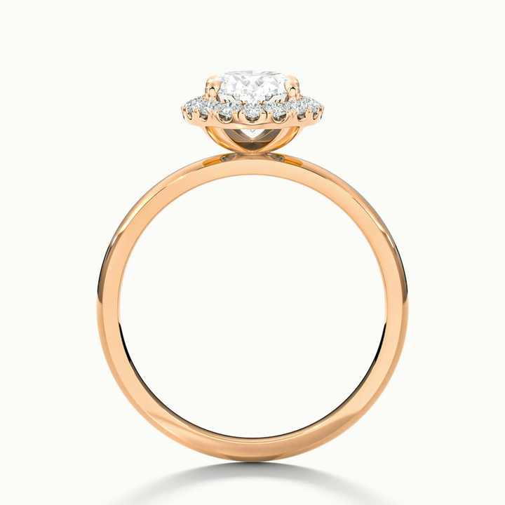 Cris 4 Carat Oval Halo Moissanite Engagement Ring in 14k Rose Gold