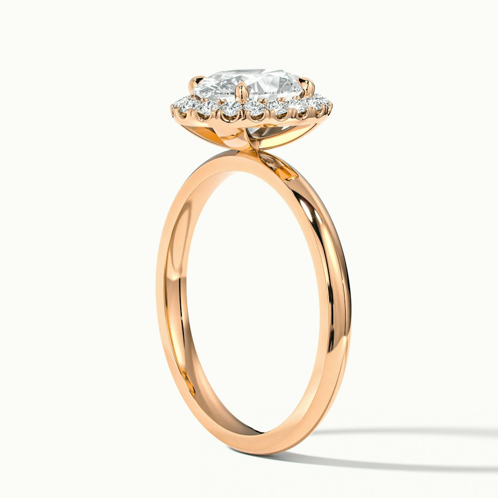 Cris 4 Carat Oval Halo Moissanite Engagement Ring in 14k Rose Gold