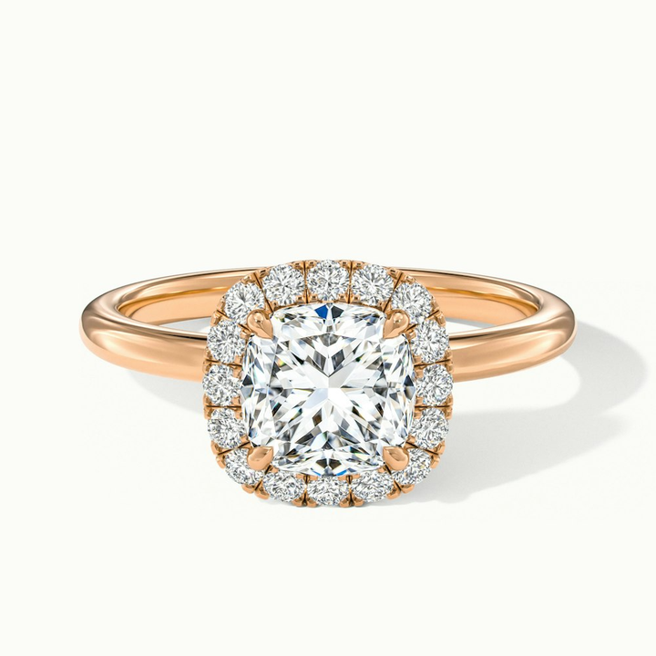 Claire 3 Carat Cushion Cut Halo Moissanite Engagement Ring in 10k Rose Gold