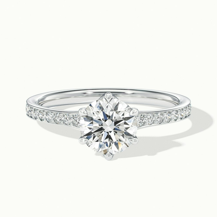 Kyra 2 Carat Round Solitaire Pave Lab Grown Diamond Ring in 10k White Gold