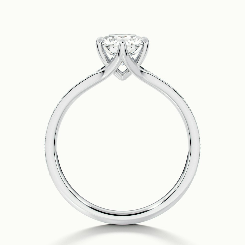 Kyra 1 Carat Round Solitaire Pave Lab Grown Diamond Ring in 14k White Gold