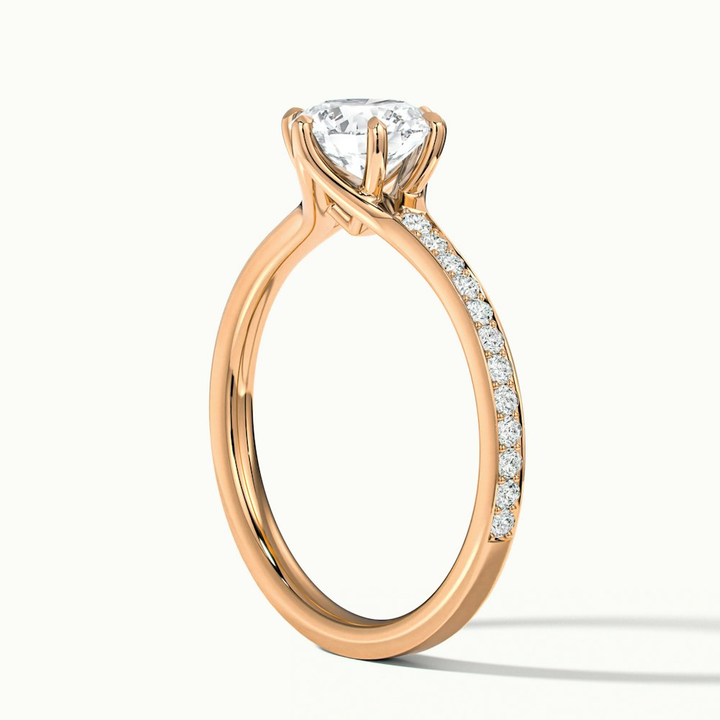 Carol 3 Carat Round Solitaire Pave Moissanite Engagement Ring in 18k Rose Gold