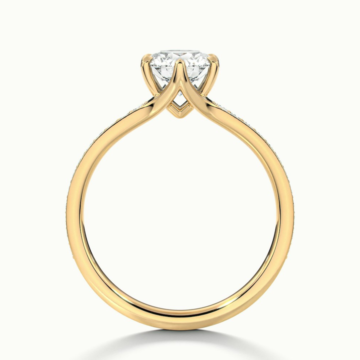 Kyra 3 Carat Round Solitaire Pave Lab Grown Diamond Ring in 10k Yellow Gold