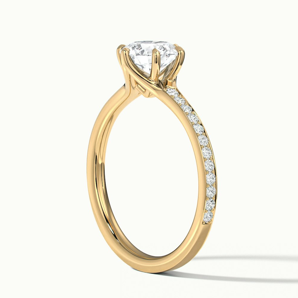 Kyra 3 Carat Round Solitaire Pave Lab Grown Diamond Ring in 10k Yellow Gold
