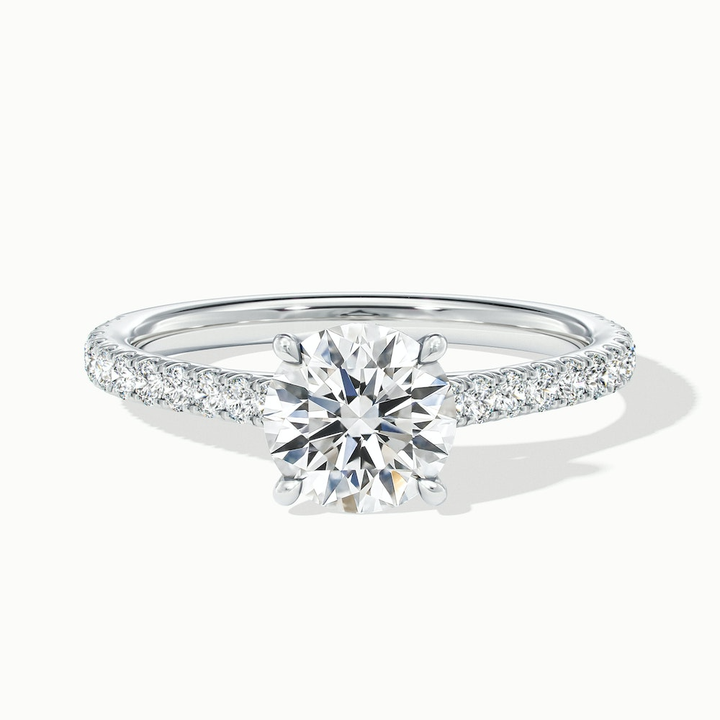 Hope 5 Carat Round Solitaire Scallop Lab Grown Diamond Ring in 18k White Gold