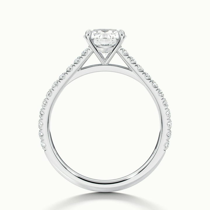 Carly 4 Carat Round Solitaire Scallop Moissanite Engagement Ring in 10k White Gold