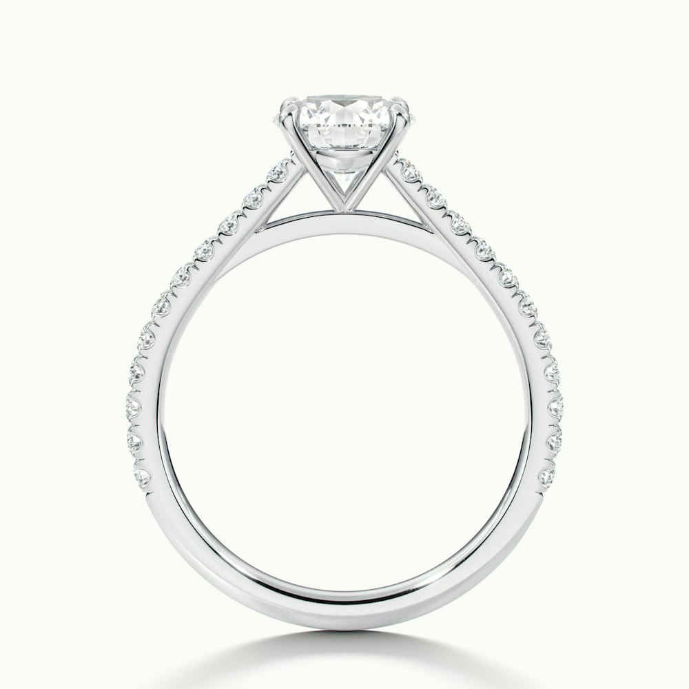 Carly 3 Carat Round Solitaire Scallop Moissanite Engagement Ring in 10k White Gold