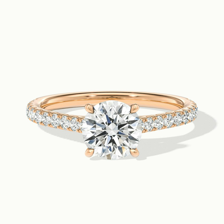Carly 3 Carat Round Solitaire Scallop Moissanite Engagement Ring in 18k Rose Gold