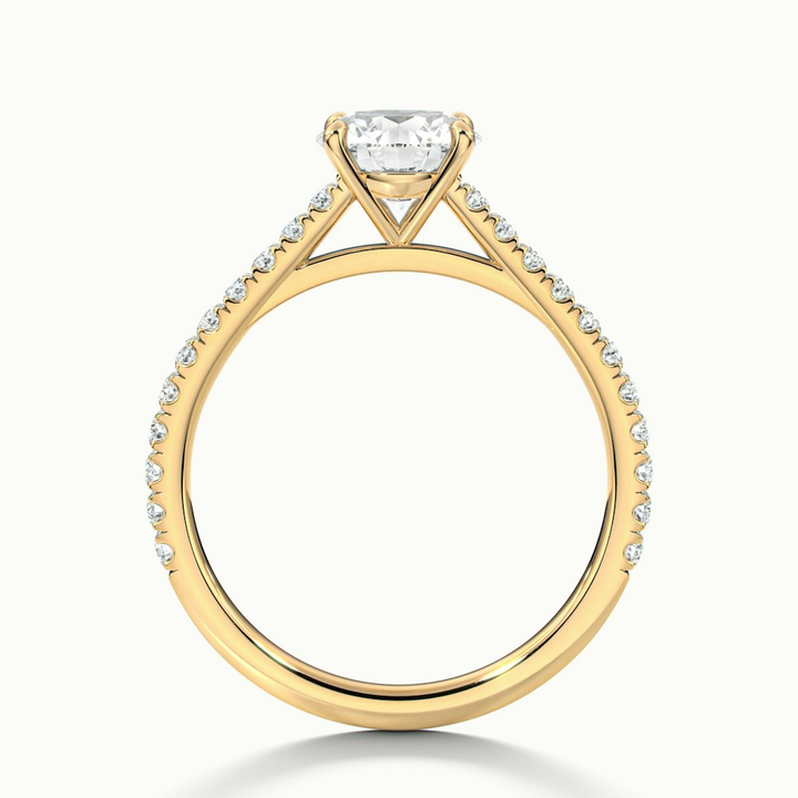 Hope 3 Carat Round Solitaire Scallop Lab Grown Diamond Ring in 10k Yellow Gold