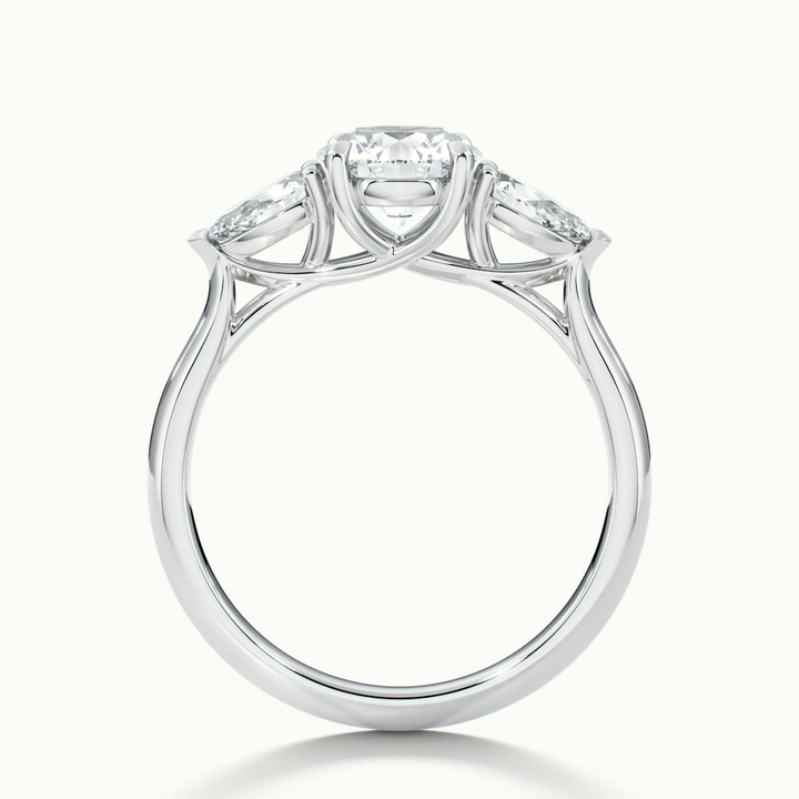 Kai 1 Carat Round 3 Stone Lab Grown Engagement Ring With Pear Side Stone in 14k White Gold