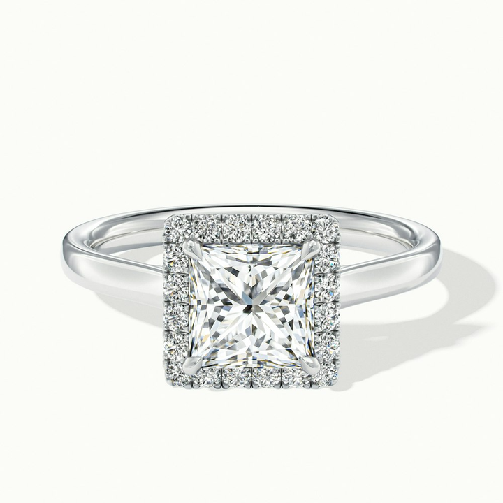 Ember 1 Carat Princess Cut Halo Lab Grown Diamond Ring in 14k White Gold