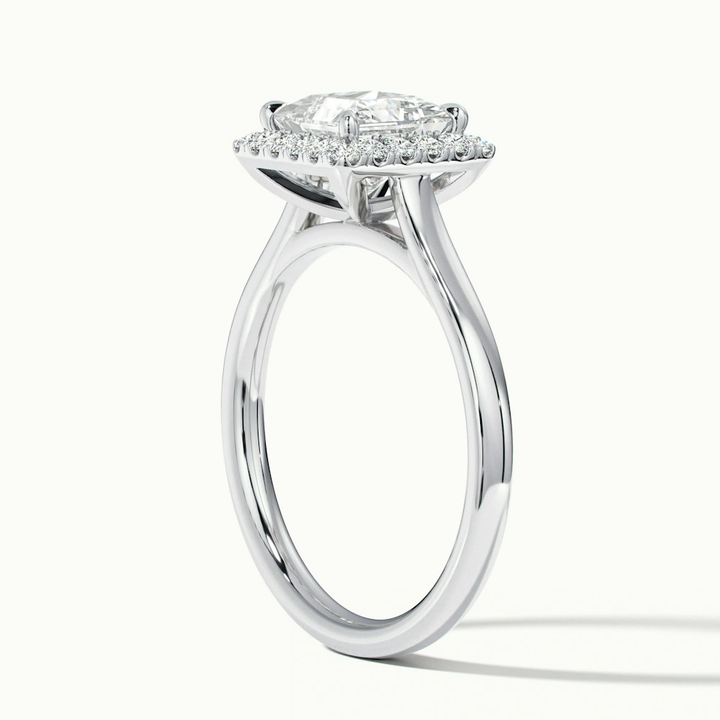 Bela 1 Carat Princess Cut Halo Moissanite Engagement Ring in 14k White Gold