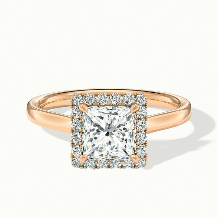 Ember 1 Carat Princess Cut Halo Lab Grown Diamond Ring in 10k Rose Gold