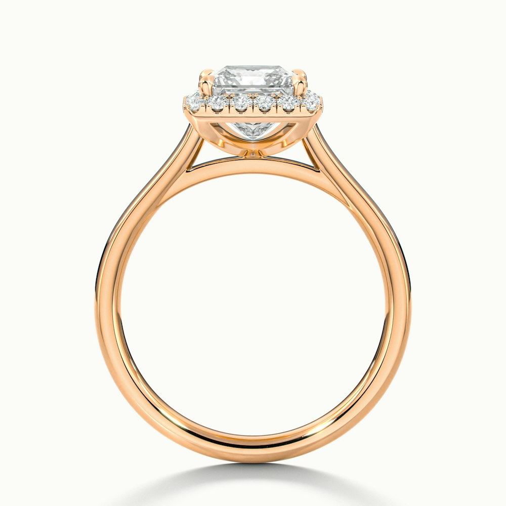 Bela 3 Carat Princess Cut Halo Moissanite Engagement Ring in 18k Rose Gold