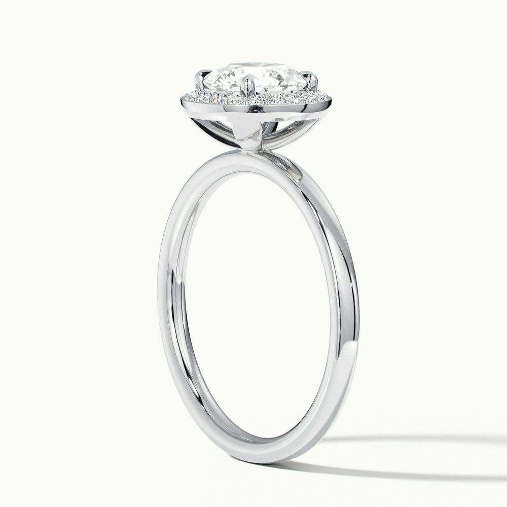 Aura 5 Carat Round Halo Pave Moissanite Engagement Ring in 18k White Gold