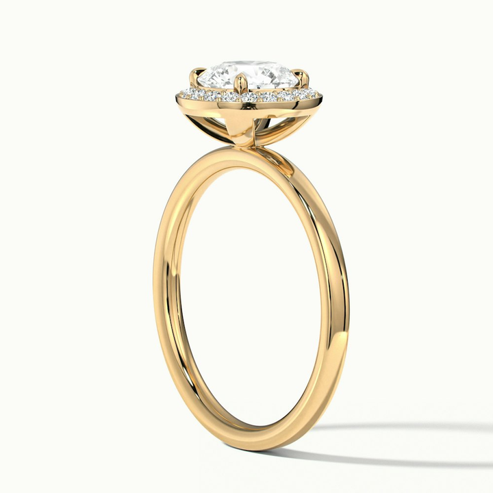 Aura 2.5 Carat Round Halo Pave Moissanite Engagement Ring in 10k Yellow Gold