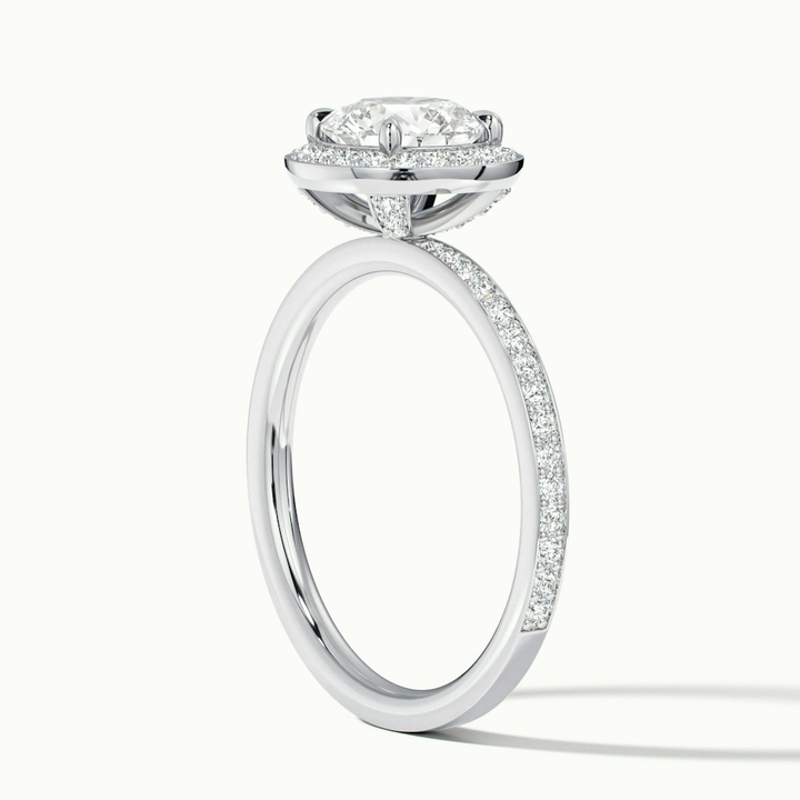 Nyra 3 Carat Round Halo Pave Moissanite Engagement Ring in 10k White Gold